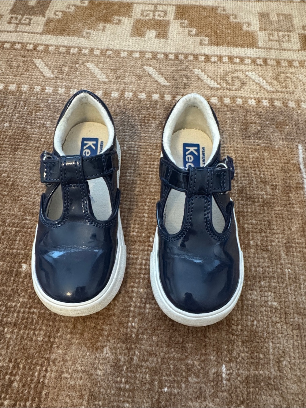 Keds Kids Navy Patent T-Strap Sneakers